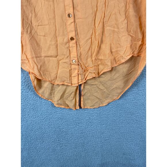 Chambrai Women's Orange Flowy Button Up Top Size M - Picture 6 of 11